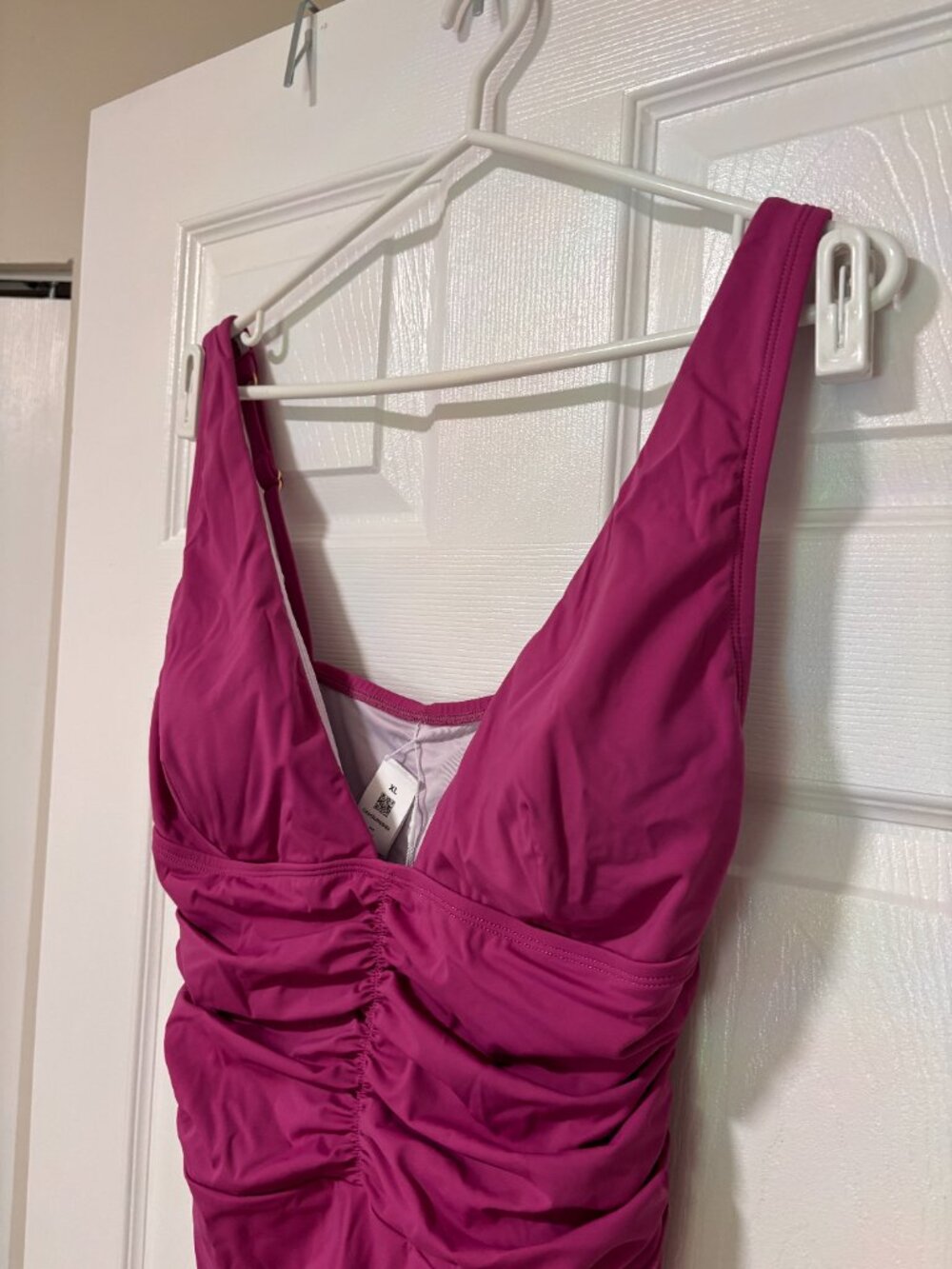 NWT Magenta Ruched One-Piece Swimsuit | Plunge V-Neck | Tummy Control (XL) - Picture 4 of 10